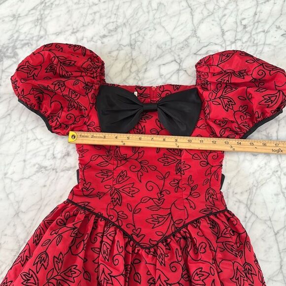 Vintage Girls Bow Poof Sleeve Fancy Dress Sz 8 - Picture 6 of 9
